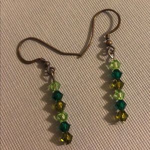 Green Swarovski Crystal holiday green earrings